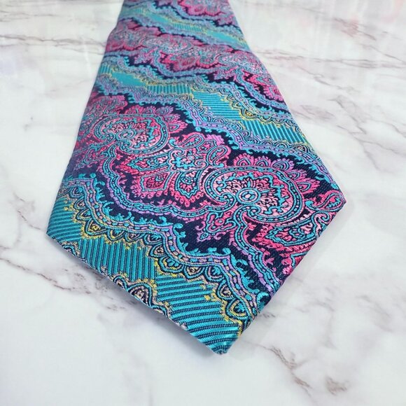 Stacy Adams Men's Neck Tie 100% Microfiber Neckwear 3.5" Wide Vibrant Pattern - Picture 5 of 12